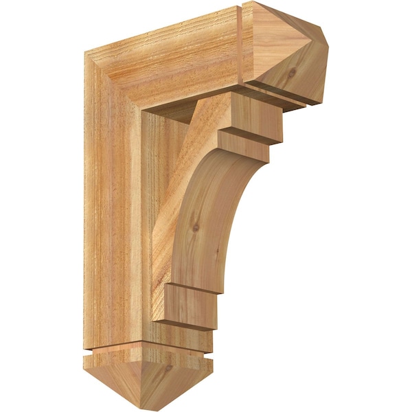 Ekena Millwork Merced Arts and Crafts Rough Sawn Bracket w/ Offset Brace, Western Red Cedar, 8"W x 20"D x 28"H BKT0806X20X28MRC03RWR - main